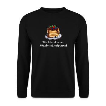 Pfannkuchen Crepes Palatschinken Lustig Sprüche - Unisex Pullover - Schwarz - Vorne - Alina (178cm) & Michal (187cm)