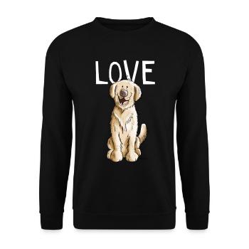 I Love Golden Retriever - Hund - Comic - Geschenk - Unisex Pullover - Schwarz - Vorne - Alina (178cm) & Michal (187cm)