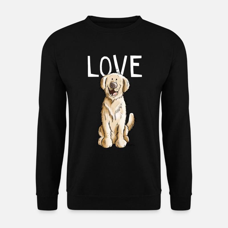 I Love Golden Retriever - Hund - Comic - Geschenk - Unisex Pullover - Schwarz