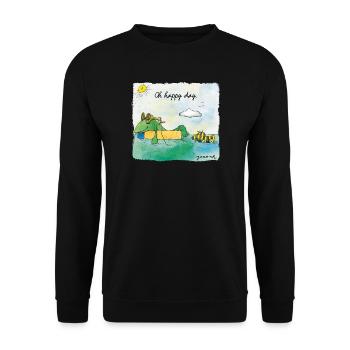 Janosch Guenter Box Frog And Tiger Duck Happy Day - Unisex Sweatshirt - black - Front - Alina (178cm) & Michal (187cm)