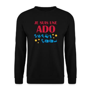 Teenager / Jugendliche / Jugendlicher / Kind - Unisex Pullover - Schwarz - Vorne - Alina (178cm) & Michal (187cm)