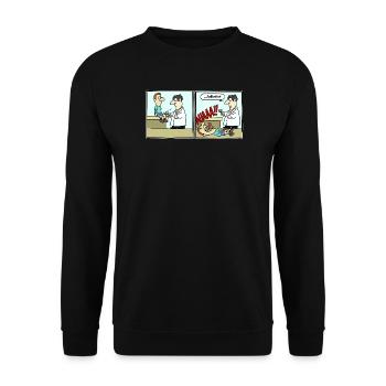 Fussballer Comic Cartoon Fussball Lustig Witzig - Unisex Pullover - Schwarz - Vorne - Alina (178cm) & Michal (187cm)