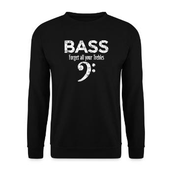 BASS Forget all your trebles (Vintage/Blanc) - Sweat-shirt Unisexe - noir - Devant - Alina (178cm) & Michal (187cm)