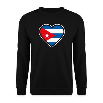 kuba flagge herz - Unisex Pullover - Schwarz - Vorne - Alina (178cm) & Michal (187cm)