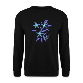 Blumen - Malve - Blüten - Unisex Pullover - Schwarz - Vorne - Alina (178cm) & Michal (187cm)