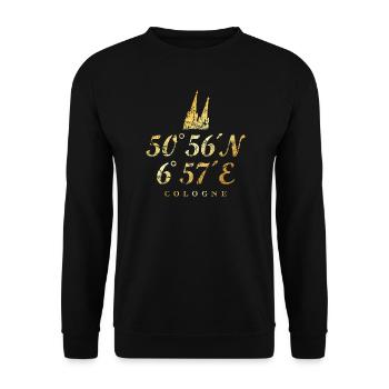 Köln Kölner Dom Koordinaten - Unisex Pullover - Schwarz - Vorne - Alina (178cm) & Michal (187cm)
