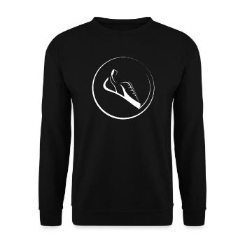 Kletterschuh Logo bouldern Symbol Illustration - Unisex Pullover - Schwarz - Vorne - Alina (178cm) & Michal (187cm)