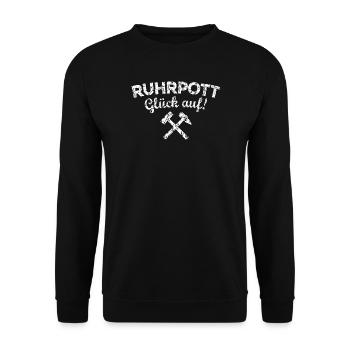 Ruhrpott Glück Auf Ruhrgebiet (Vintage/Weiß) - Unisex Pullover - Schwarz - Vorne - Alina (178cm) & Michal (187cm)