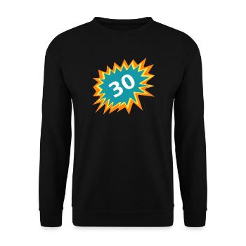 30e anniversaire, autocollant Burst - Sweat-shirt Unisexe - noir - Devant - Alina (178cm) & Michal (187cm)