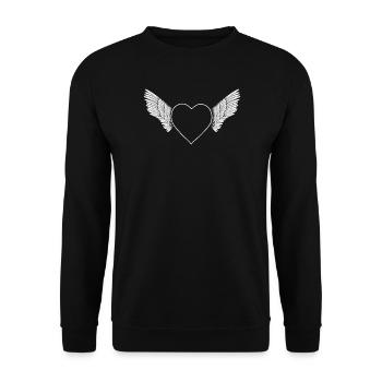 Heart with wings- white- - Unisex Sweatshirt - black - Front - Alina (178cm) & Michal (187cm)