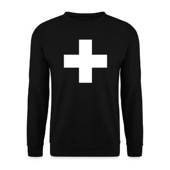 Schweizerkreuz - Unisex Pullover - Schwarz - Vorne - Alina (178cm) & Michal (187cm)