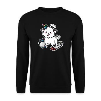 Unicorn DIY Kawaii Niedlich Steinbock Ziege lustig - Unisex Pullover - Schwarz - Vorne - Alina (178cm) & Michal (187cm)