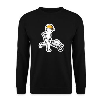 Bauarbeiter mit Schubkarre - Unisex Pullover - Schwarz - Vorne - Alina (178cm) & Michal (187cm)