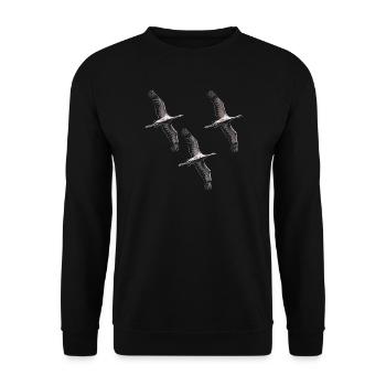 Grues migratrices d’oiseaux dans les tons de gris - Sweat-shirt Unisexe - noir - Devant - Alina (178cm) & Michal (187cm)