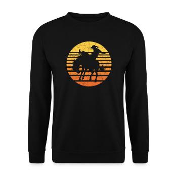 Cavalier cow-boy au coucher du soleil - Sweat-shirt Unisexe - noir - Devant - Alina (178cm) & Michal (187cm)