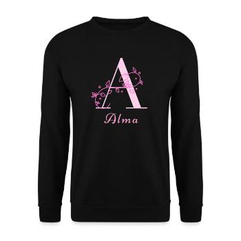 ALMA Namensshirt Blumen Buchstabe Damen - Unisex Pullover - Schwarz - Vorne - Alina (178cm) & Michal (187cm)