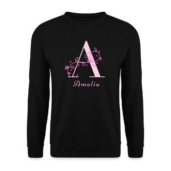 AMALIA Namensshirt Blumen Buchstabe Damen - Unisex Pullover - Schwarz - Vorne - Alina (178cm) & Michal (187cm)