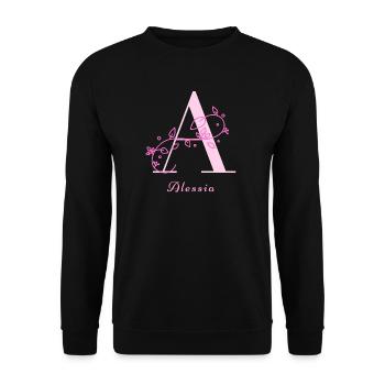 ALESSIA Namensshirt Blumen Buchstabe Damen - Unisex Pullover - Schwarz - Vorne - Alina (178cm) & Michal (187cm)