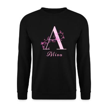 ALISA Namensshirt Blumen Buchstabe Damen - Unisex Pullover - Schwarz - Vorne - Alina (178cm) & Michal (187cm)