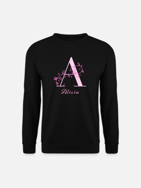 ALICIA Namensshirt Blumen Buchstabe Damen - Unisex Pullover - Schwarz