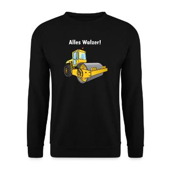 Dampfwalze, Alles Walzer, niederwalzen, Straßenbau - Unisex Pullover - Schwarz - Vorne - Alina (178cm) & Michal (187cm)