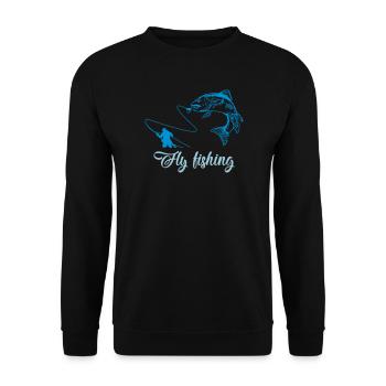 fly fishing fish - Unisex Sweatshirt - black - Front - Alina (178cm) & Michal (187cm)