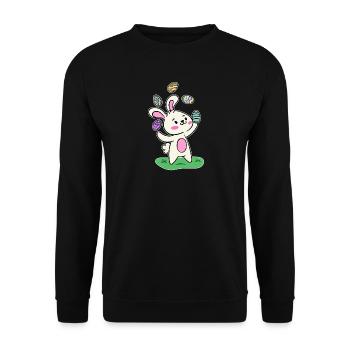 Easter bunny Easter bunny Easter eggs Happy Easter - Unisex Sweatshirt - black - Front - Alina (178cm) & Michal (187cm)