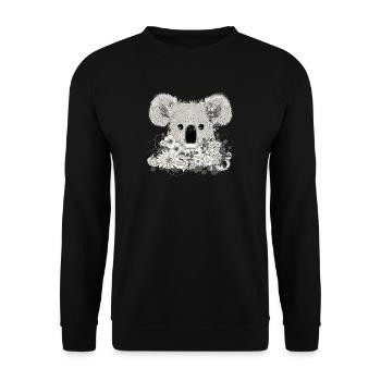 decorated koala bear with flowers and eucalyptus - Unisex Sweatshirt - black - Front - Alina (178cm) & Michal (187cm)