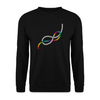 Achtknoten oder Liebesknoten in Regenbogen Farben - Unisex Pullover - Schwarz - Vorne - Alina (178cm) & Michal (187cm)