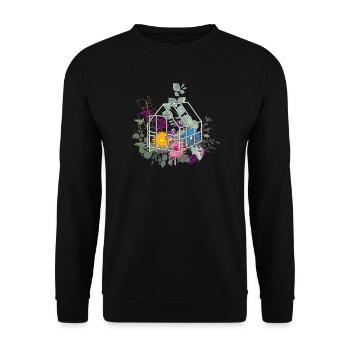 Greenhouse with lush flowers and plants - Unisex Sweatshirt - black - Front - Alina (178cm) & Michal (187cm)