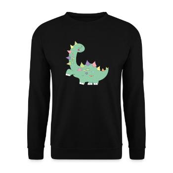 little green dinosaur with colorful dots - Unisex Sweatshirt - black - Front - Alina (178cm) & Michal (187cm)
