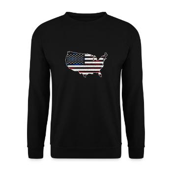 Sterne-und-Streifen-Karte - Unisex Pullover - Schwarz - Vorne - Alina (178cm) & Michal (187cm)