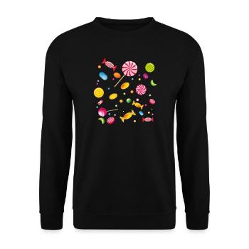 Eine Menge Süßigkeiten,Bonbons,Lollis und Kaugummi - Unisex Pullover - Schwarz - Vorne - Alina (178cm) & Michal (187cm)