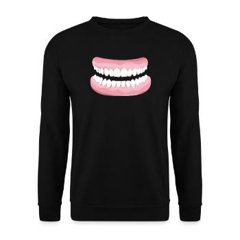 strahlendes Gebiss mit blitzsauberen Zähnen - Unisex Pullover - Schwarz - Vorne - Alina (178cm) & Michal (187cm)