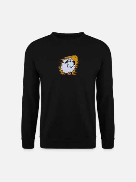 Lustiges Schäfchen auf orangem Hintergrund - Unisex Pullover - Schwarz