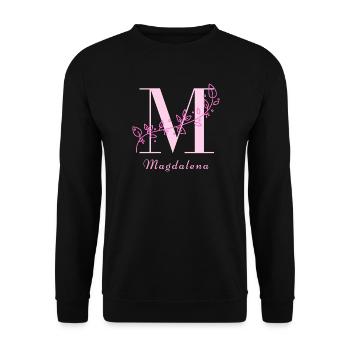 MAGDALENA Namensshirt Blumen Buchstabe Damen - Unisex Pullover - Schwarz - Vorne - Alina (178cm) & Michal (187cm)