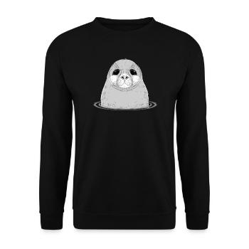 a cute baby seal in the water - Unisex Sweatshirt - black - Front - Alina (178cm) & Michal (187cm)