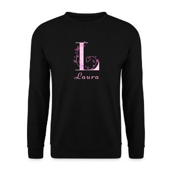 LAURA Nom Chemise Fleurs Lettres Femmes - Sweat-shirt Unisexe - noir - Devant - Alina (178cm) & Michal (187cm)