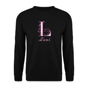 LENI Nom Chemise Fleurs Lettres Femmes - Sweat-shirt Unisexe - noir - Devant - Alina (178cm) & Michal (187cm)