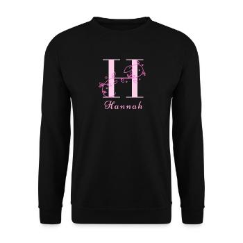 HANNAH Name Shirt Floral Letter Women - Unisex Sweatshirt - black - Front - Alina (178cm) & Michal (187cm)