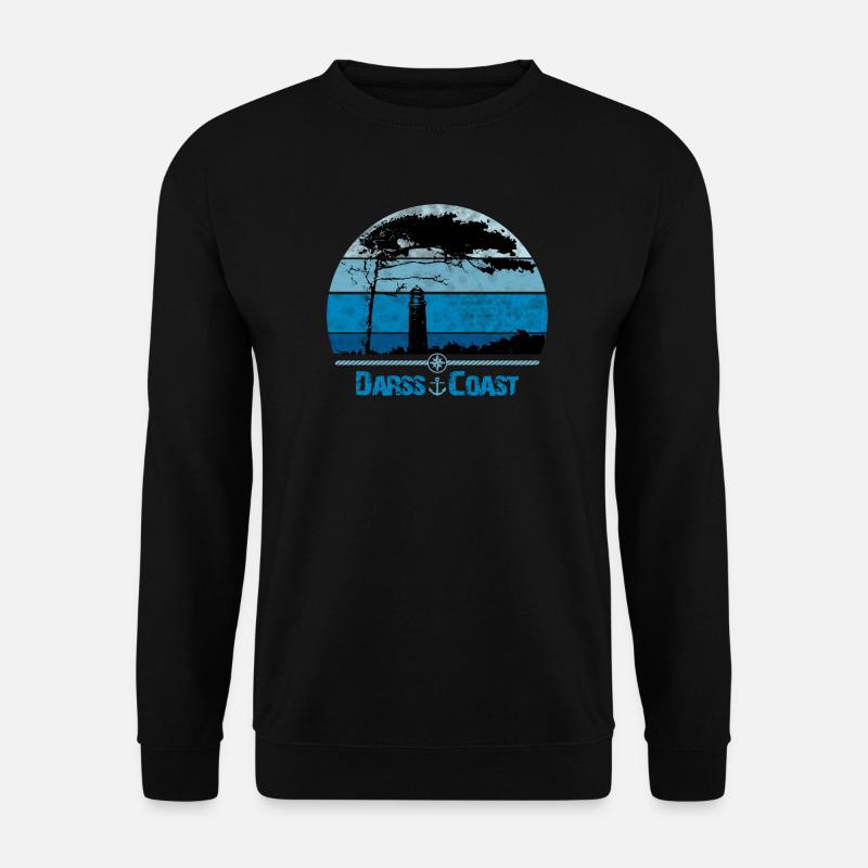 Côte Darss avec coupe-vent et phare - Sweat-shirt Unisexe - noir