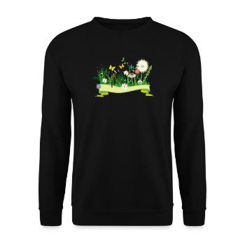 prairie printanière luxuriante avec des fleurs et des insectes - Sweat-shirt Unisexe - noir - Devant - Alina (178cm) & Michal (187cm)