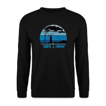 Zweite Heimat Darss - Leuchtturm Windflüchter - Unisex Pullover - Schwarz - Vorne - Alina (178cm) & Michal (187cm)
