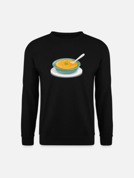 Gemüsesuppe in einem Teller mit einem Löffel - Unisex Pullover - Schwarz