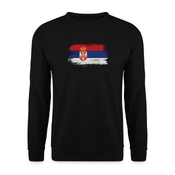 Serbien Vintage Flagge - Unisex Pullover - Schwarz - Vorne - Alina (178cm) & Michal (187cm)