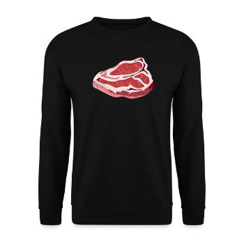 prächtiges rohes T Bone Steak für Grillpartys - Unisex Pullover - Schwarz - Vorne - Alina (178cm) & Michal (187cm)