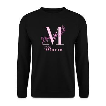 MARIE Name Shirt Floral Letter Women - Unisex Sweatshirt - black - Front - Alina (178cm) & Michal (187cm)