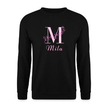 MILA Name Shirt Floral Letter Women - Unisex Sweatshirt - black - Front - Alina (178cm) & Michal (187cm)