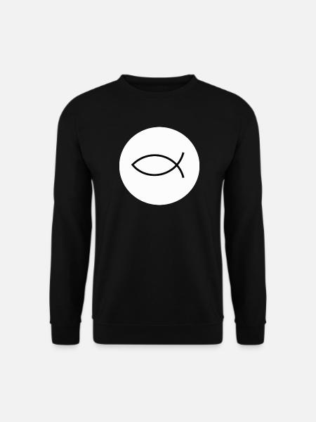 Jesusfisch schwarz weiß Ichthys Fisch Fische - Unisex Pullover - Schwarz