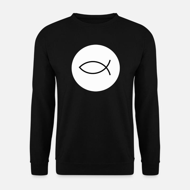 Jesusfisch schwarz weiß Ichthys Fisch Fische - Unisex Pullover - Schwarz